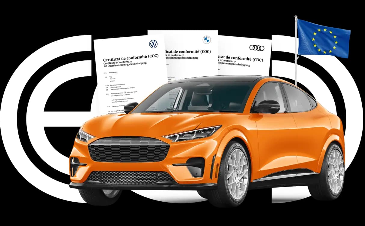 Voiture importée orange et certificat de conformité européen
